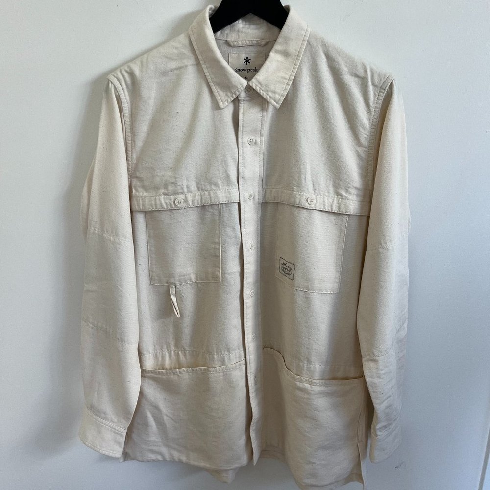Snow Peak Takibi Light Denim Utility Shirt Men's Size M Off White Fire Resistant